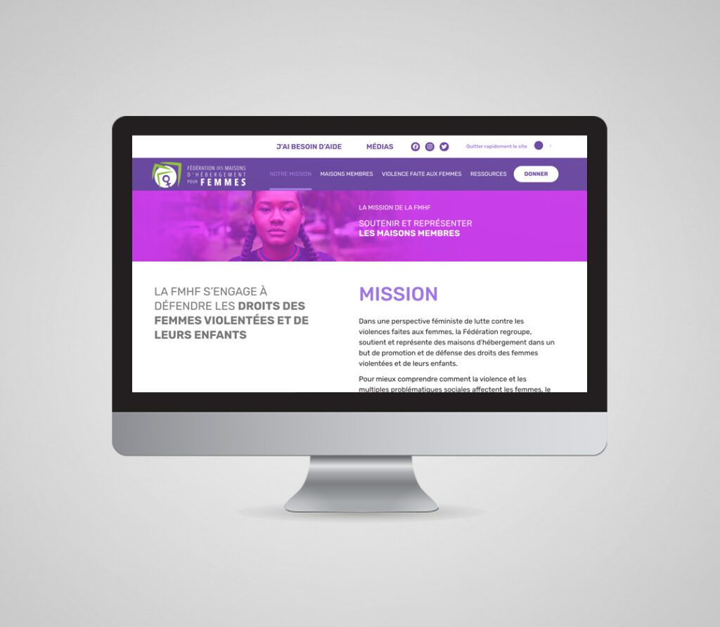 Intégration du site web de la Fédération des maisons d'hébergement pour femmes